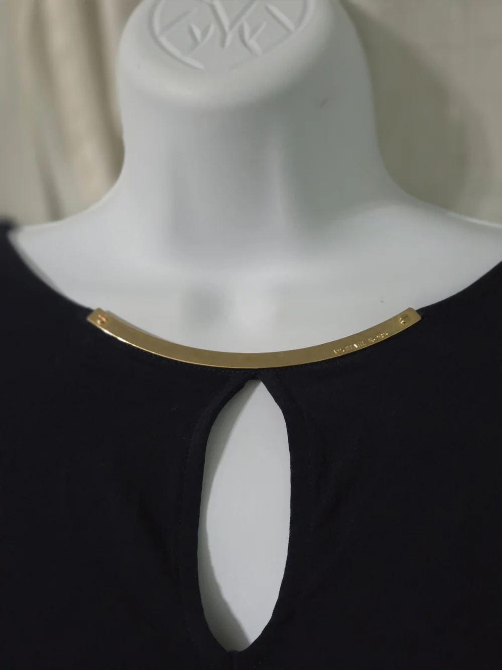 Michael Kors Women's Navy Lace Sleeve Keyhole Top